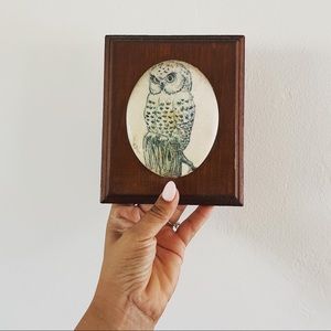 Vintage Retro ceramic and wood owl wall decor